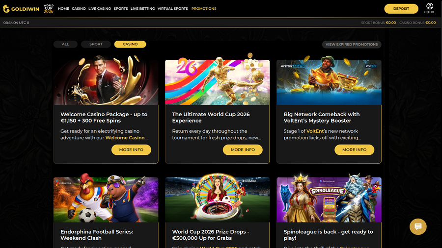Promociones de escritorio de GoldiWin Casino