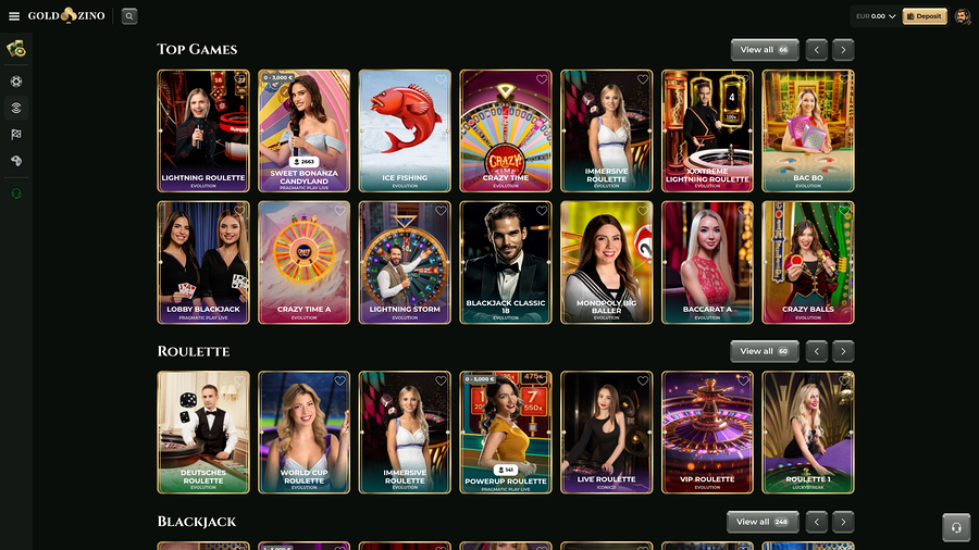 Goldzino Casino Live Dealer Desktop