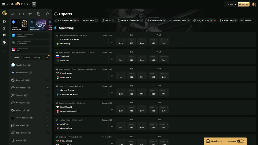 Goldzino Casino Sports Desktop