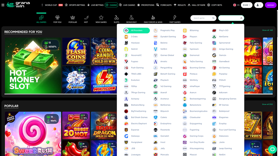 GranaWin Casino, desarrolladores de juegos de escritorio