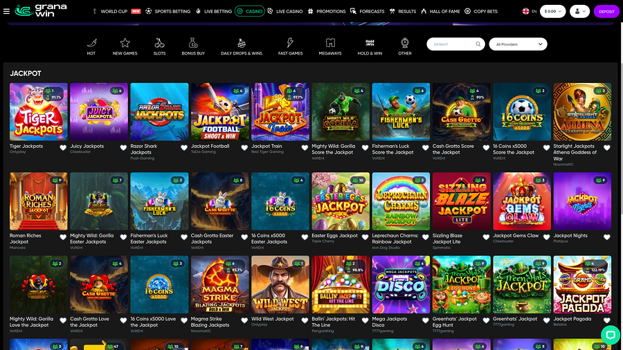 GranaWin Casino jackpot para ordenador