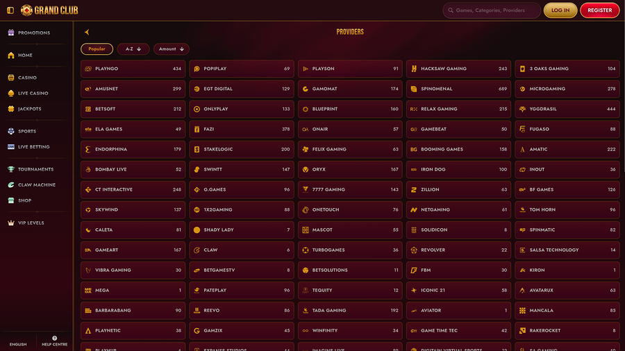 GrandClub Casino Desktop Game Developers