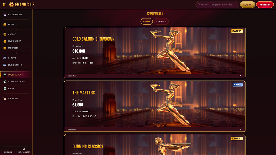 GrandClub Casino Desktop Tournaments
