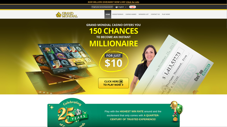 Grand Mondial Casino Desktop Homepage