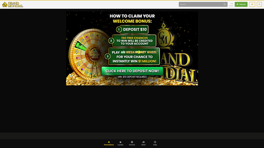 Grand Mondial Casino Desktop Promotions