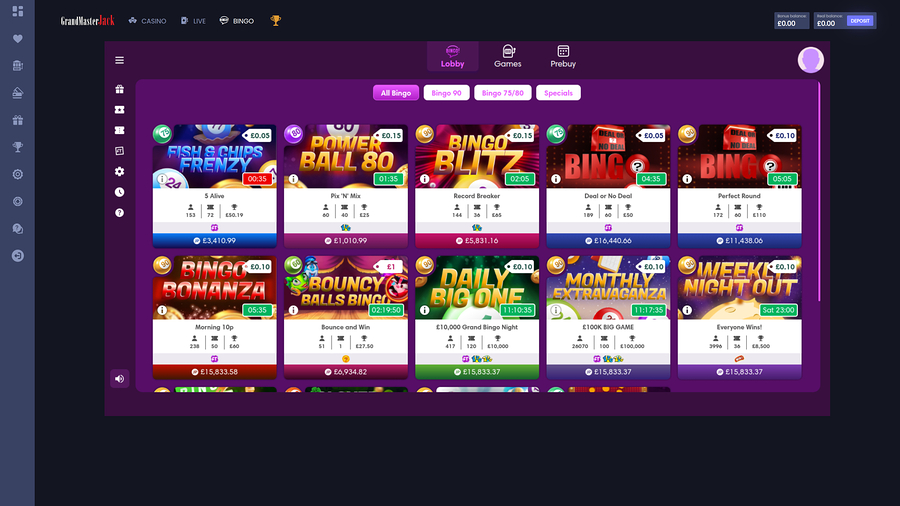 Grand Master Jack Casino Desktop bingo