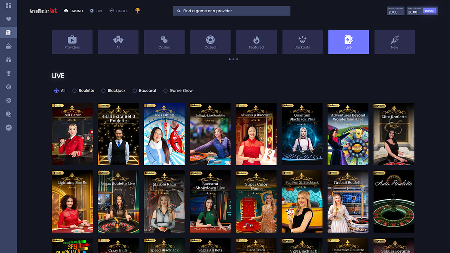 Grand Master Jack Casino Desktop live dealer