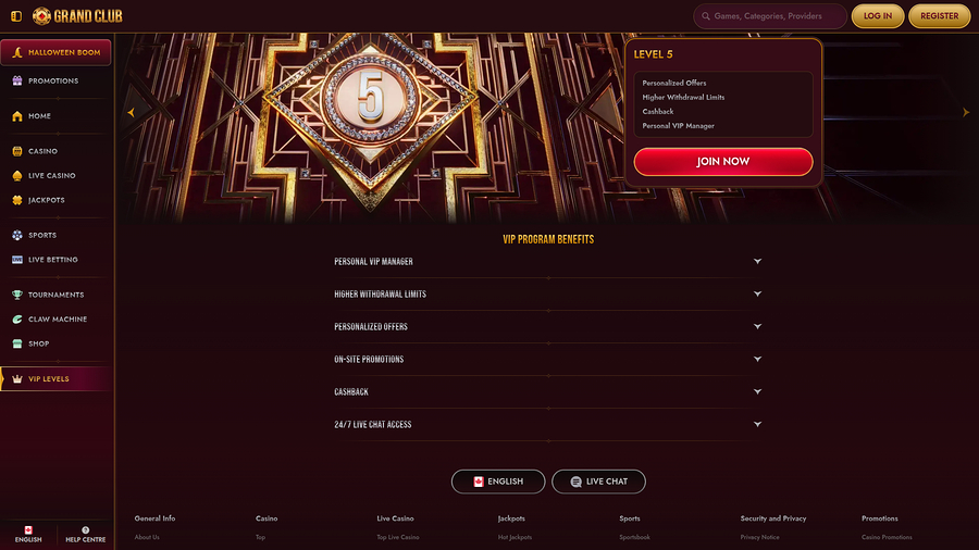 Grandclub Casino Desktop VIP Program