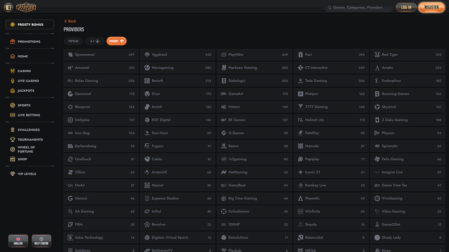 Gransino Casino Desktop Game Developers