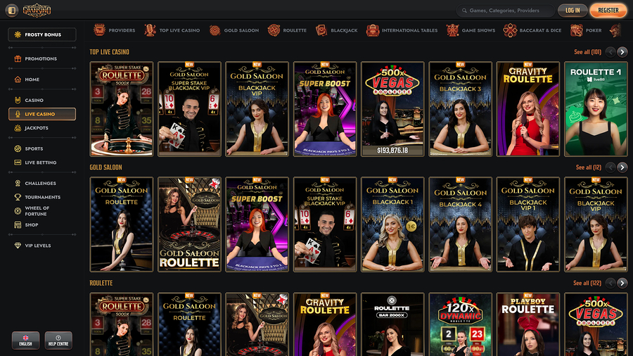 Gransino Casino Desktop Live dealer