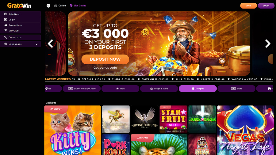 Grato Win Casino Desktop Jackpot