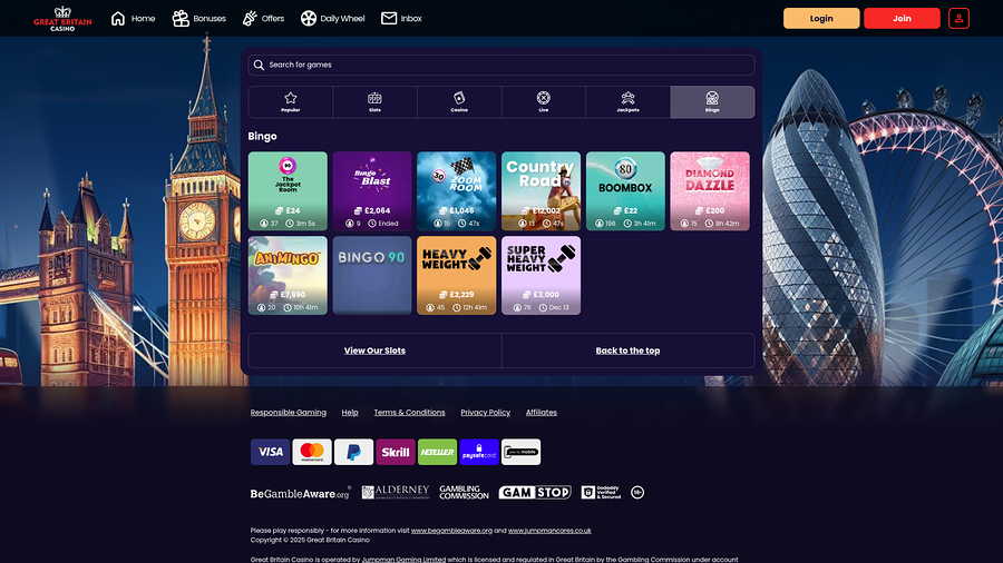 Great Britain Casino Desktop Bingo