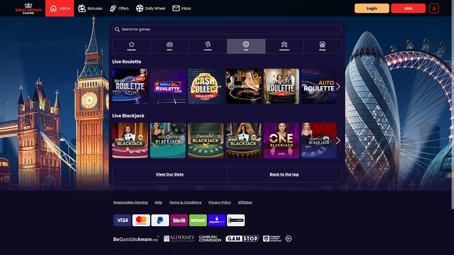 Great Britain Casino Desktop Live Dealer
