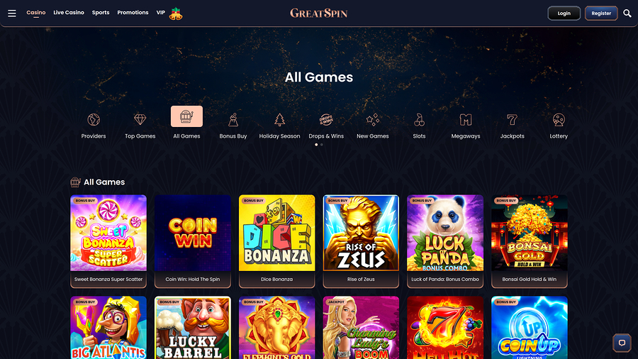Greatspin Casino Desktop Games