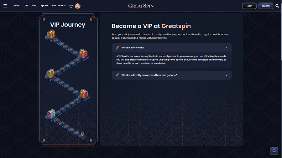 Greatspin Casino Desktop VIP Program