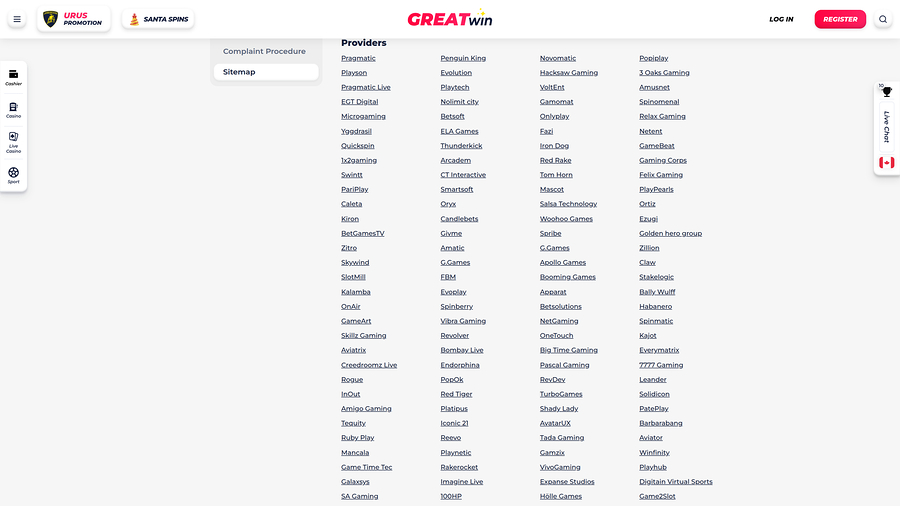 Greatwin Casino Desktop Game Developers