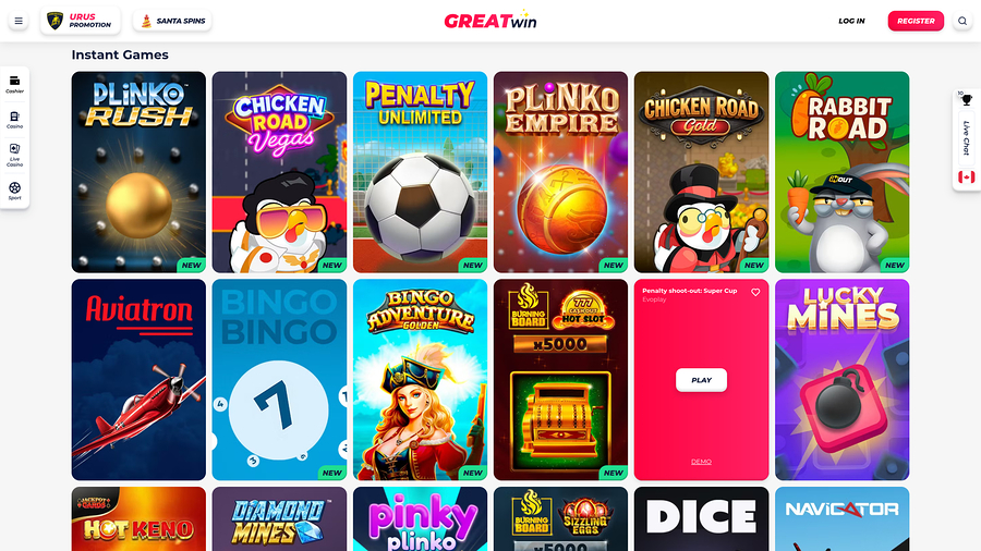 Greatwin Casino Desktop Instant Games