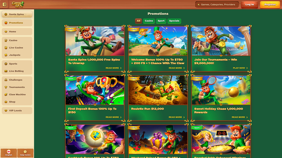 GreenLuck Casino Desktop Promotions