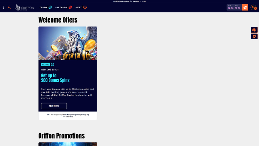 Griffon Casino Desktop Promotions