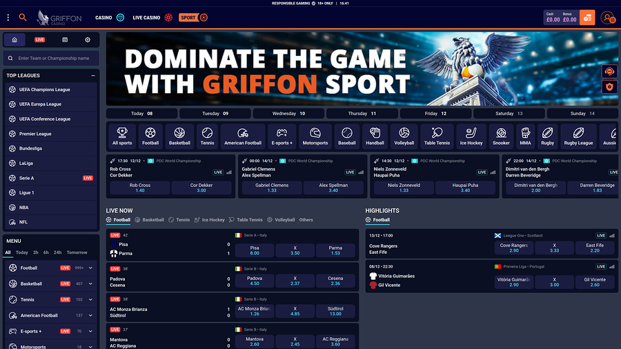 Griffon Casino Sports Desktop