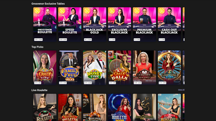 Grosvenor Casino Desktop live dealer