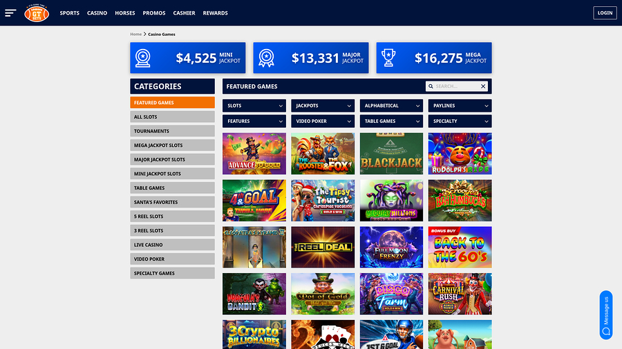 GTbets Casino Desktop Games
