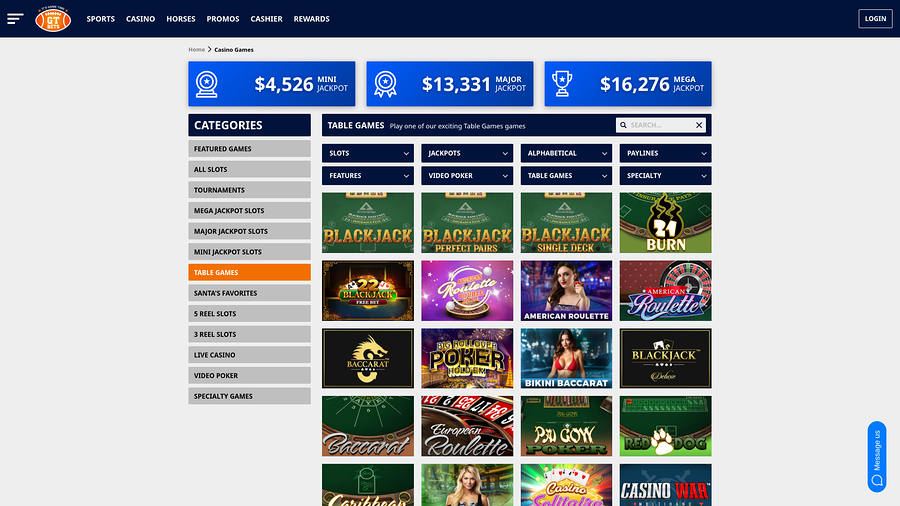 GTbets Casino Desktop live dealer