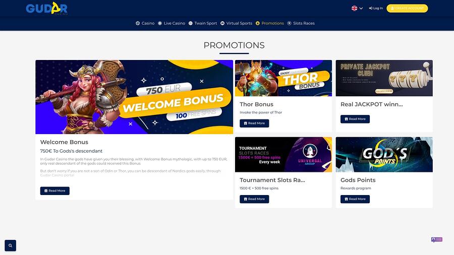 Gudar Casino Promotions Desktop