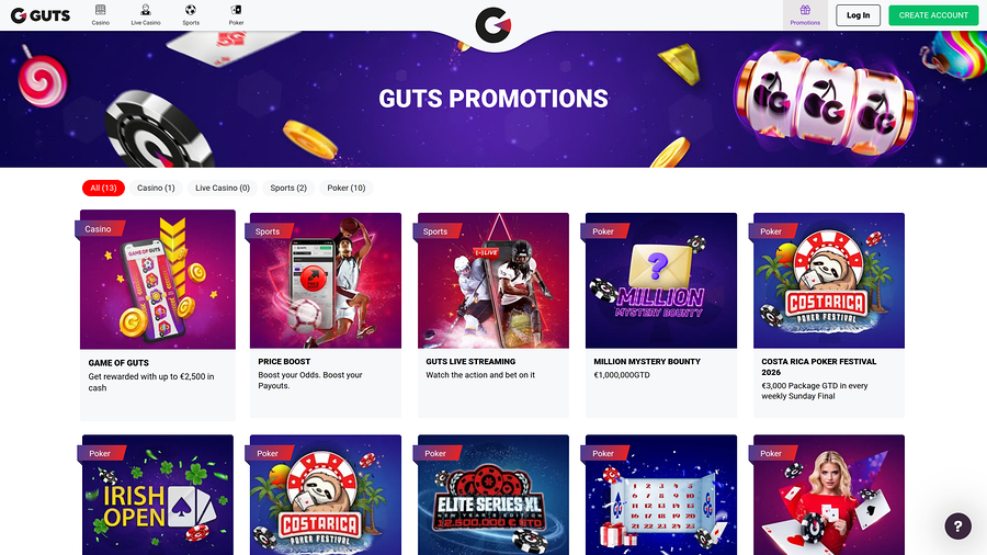 Guts Casino Desktop Promotions