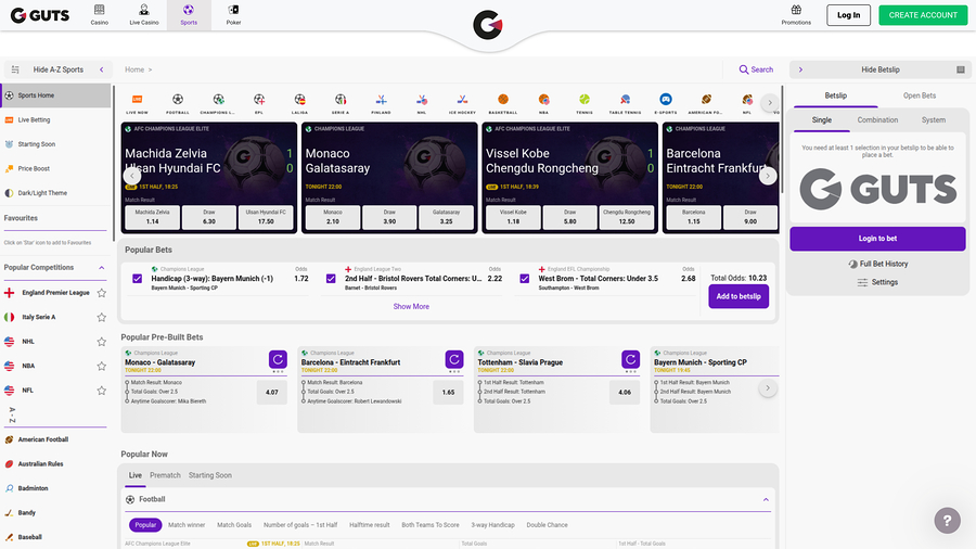 Guts Casino Desktop Sports