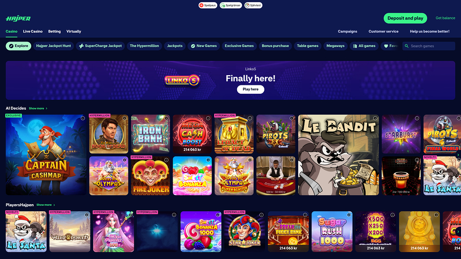 Hajper Casino datorspel