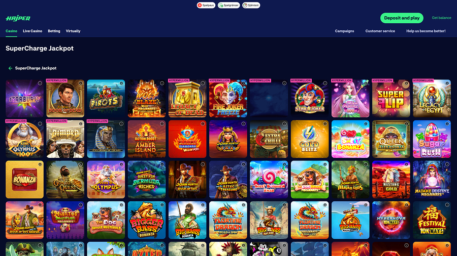 Hajper Casino Jackpott på datorn