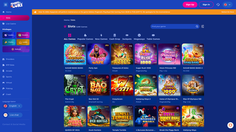 Happy Luke Casino Desktop Games