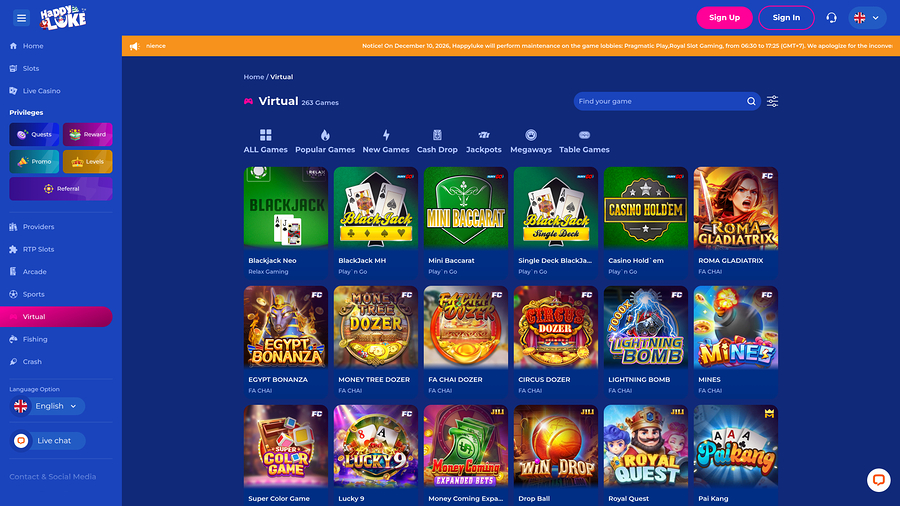 Happy Luke Casino Desktop Virtual Games