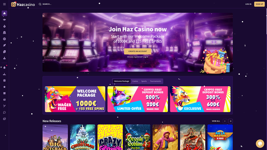 Haz Casino Desktop Homepage
