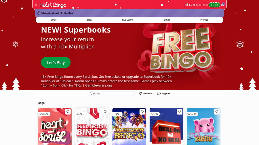 Heart Bingo Casino Desktop Homepage