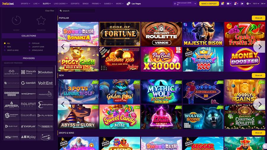 Helabet Casino Games Desktop