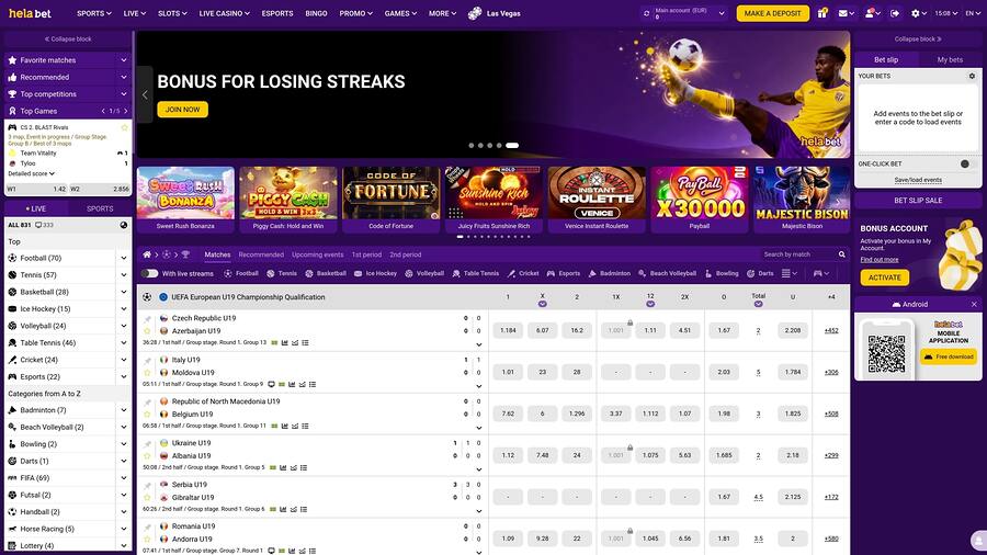 Helabet Casino Homepage Desktop