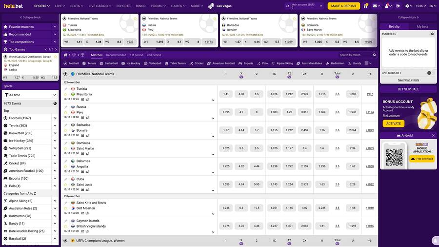 Helabet Casino Sports Desktop