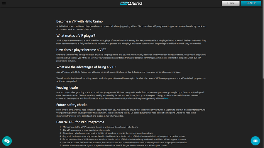Hello Casino Desktop VIP Program