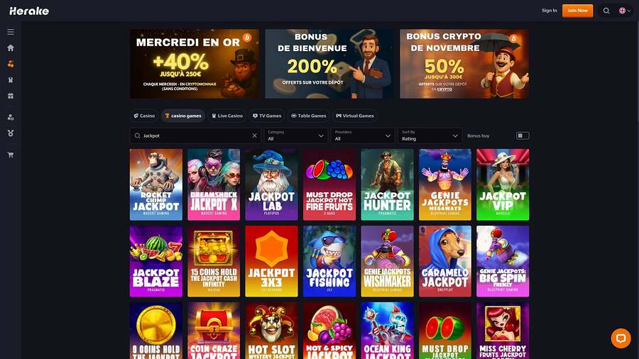 Herake Casino Jackpot Desktop