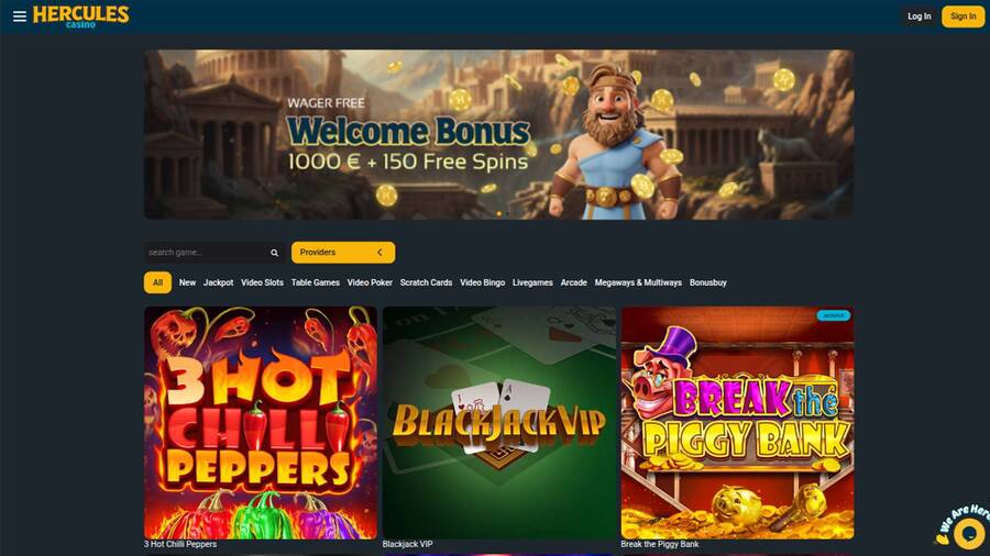Captura de pantalla de la página principal del Casino Hércules
