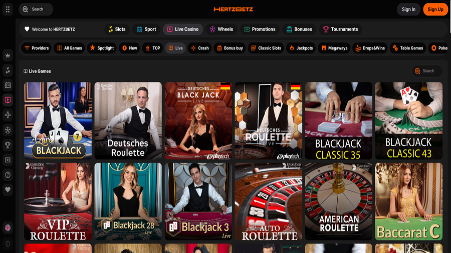 Live Dealers screenshot of Hertzbetz Casino for Desktop
