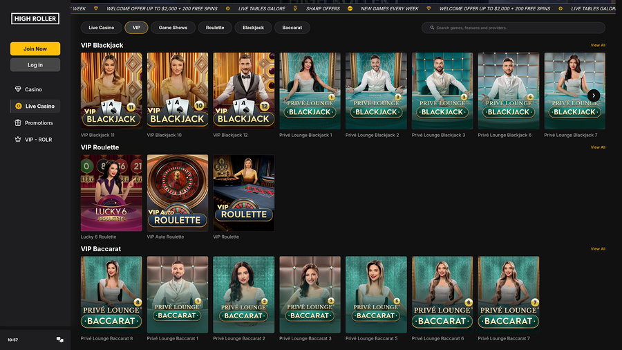 High Roller Casino Desktop Vip Games