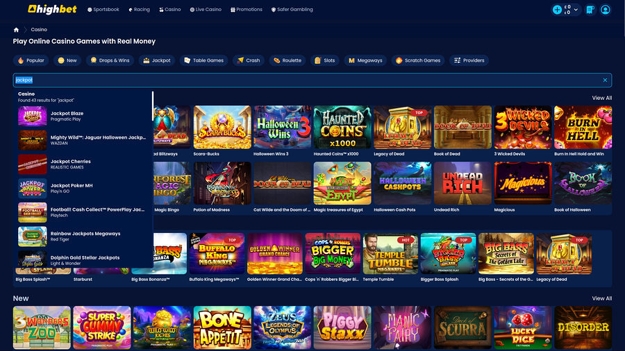 High Bet Casino Desktop Jackpot