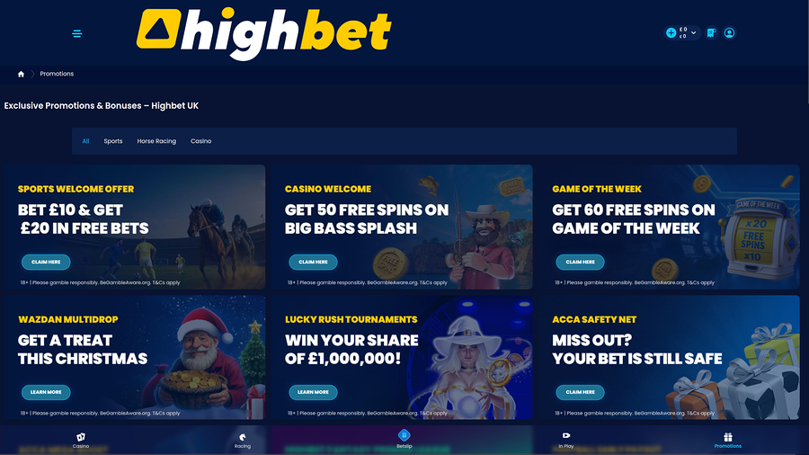 High Bet Casino Desktop Promotions