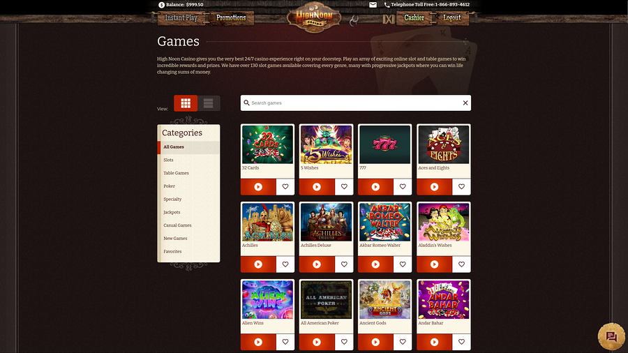 High Noon Casino Desktop Games
