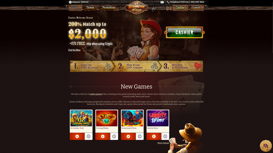 High Noon Casino Desktop Homepage