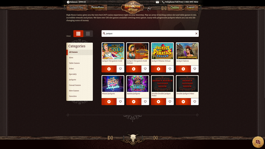 High Noon Casino Desktop Jackpot