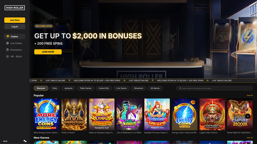 High Noon Casino Desktop Homepage